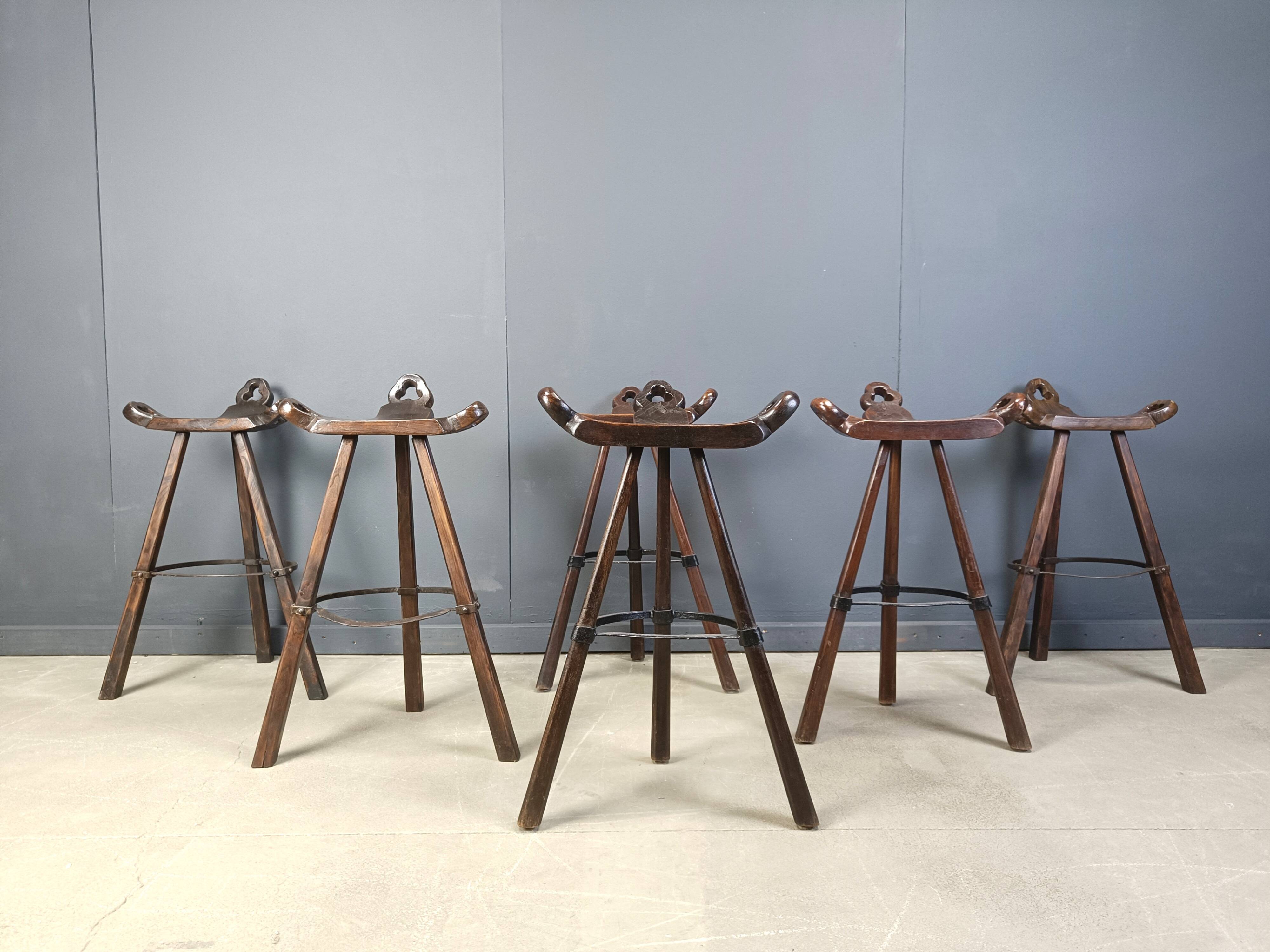 Mid century brutalist bar stools - set of 6, 1960s
