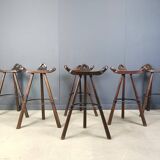 Mid century brutalist bar stools - set of 6, 1960s