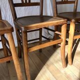 Set of 5 beech wood bistro chairs from the 1950s