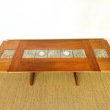 Scandinavian teak and ceramic dining room table with extensions