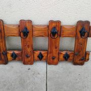 Vintage wooden wall coat rack from the 80s