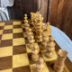 Chess set with wooden board and pieces
