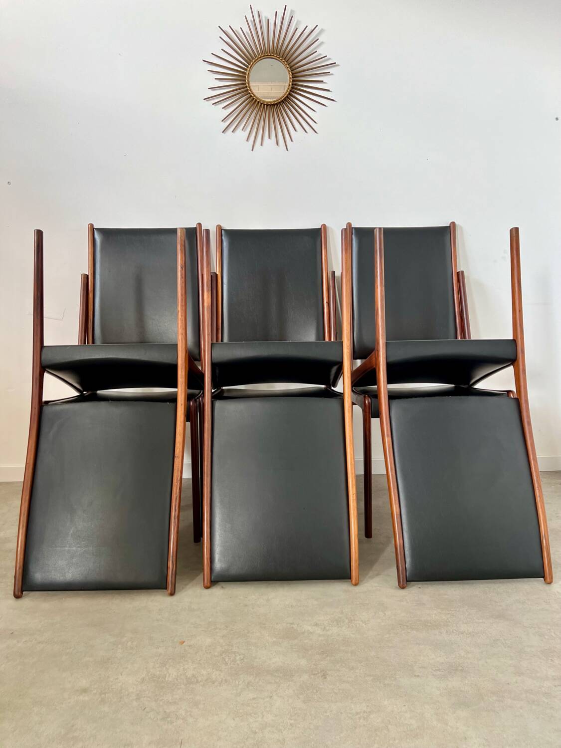 Arne Ovmand Olsen Mogens Kold Lot 6 anciennes chaises scandinave design Denmark en palissandre vintage