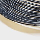 Large Vintage Black Bamboo Fruit Basket