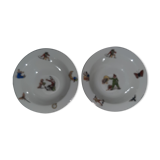 2 bowls of porridge child porcelain of Limoges art deco period
