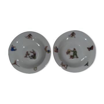 2 bols à bouillie enfant  porcelaine de Limoges époque art déco