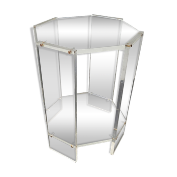Octagonal side table in transparent plexiglass from the 70s