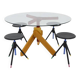 Italian Postmodern Adjustable "Screw" Dining Table and Four Stools in the Style