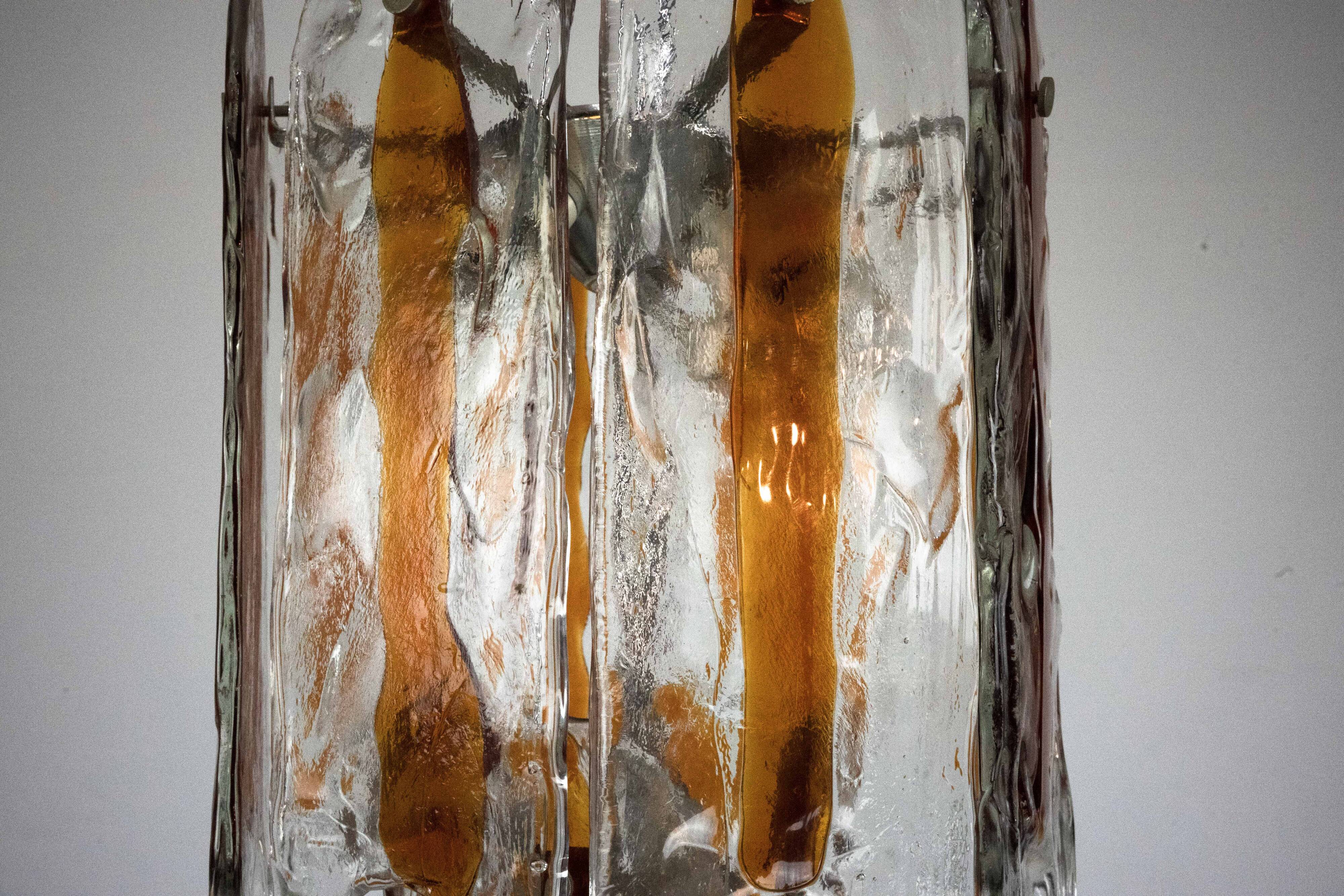 Italian Vintage Murano glass chandelier by Mazzega, model Occhio. Italy '70