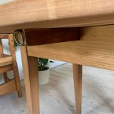Modular table with vintage solid oak flap