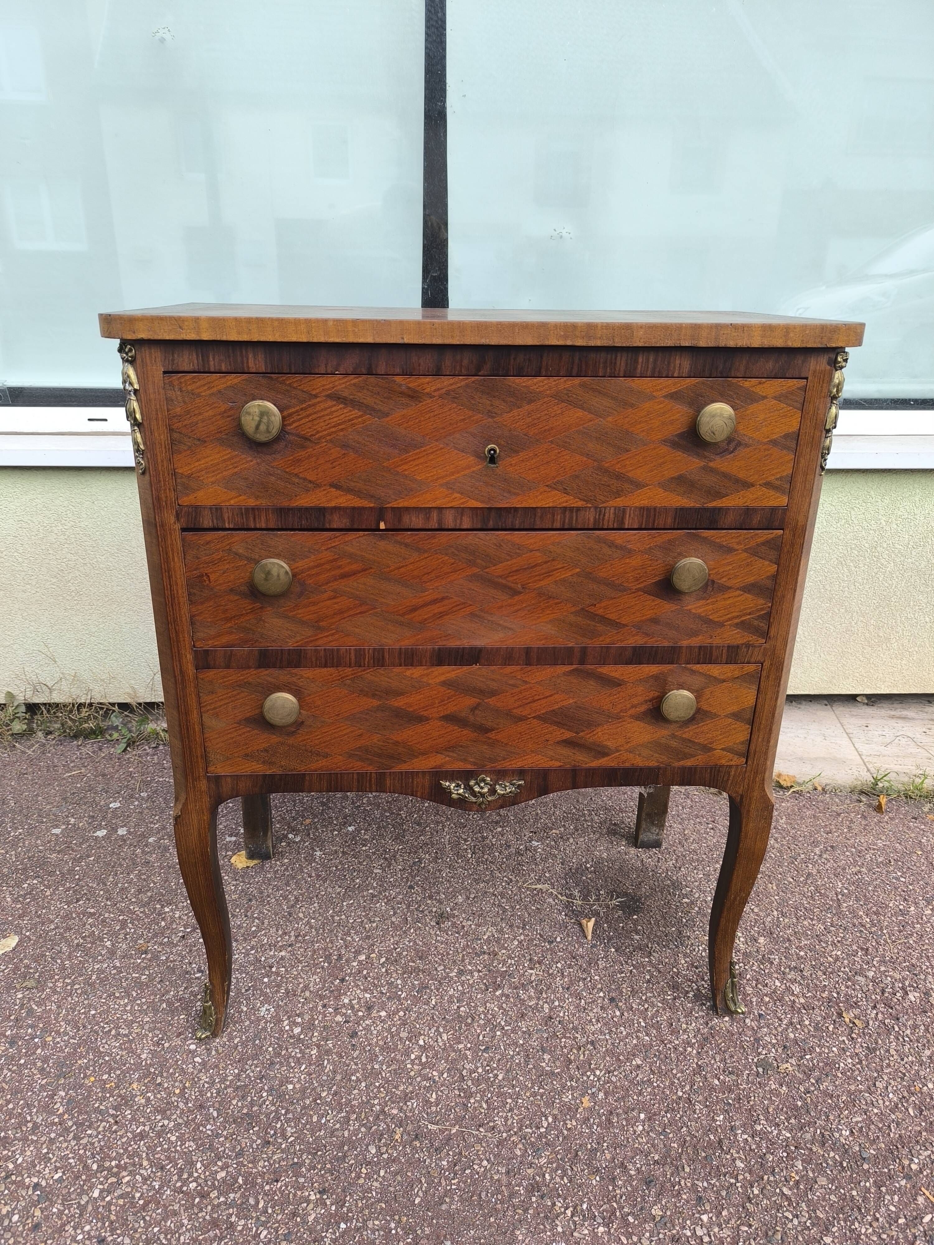 Small Louis XVI Style Marquetry Chest of Drawers Circa 1930/1950