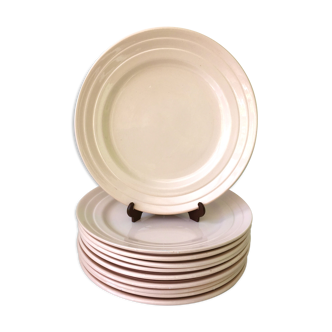 Set 10 flat plates earthenware of St Amand