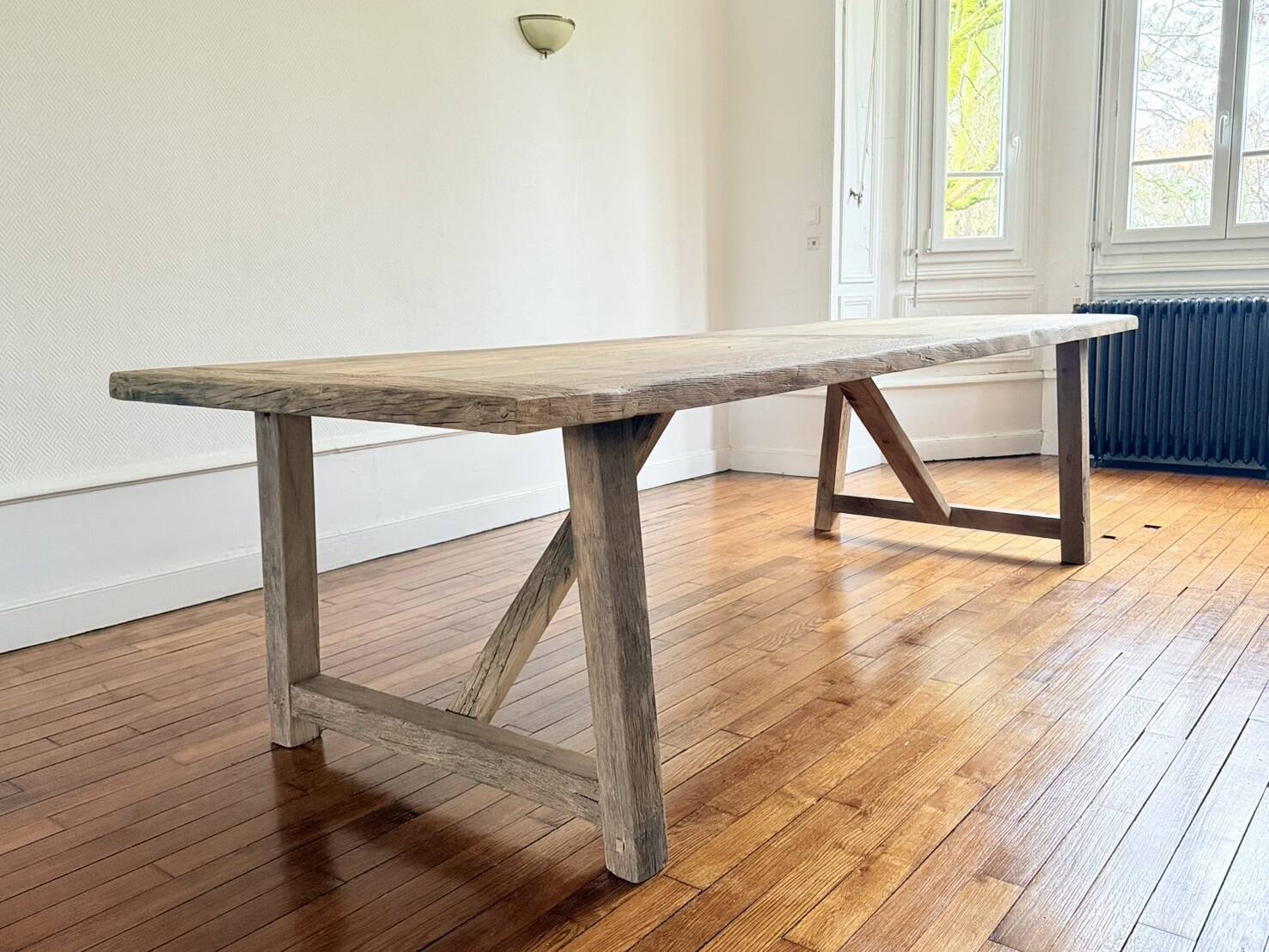 Farm table in solid old oak - Millau 300 by 100 cm