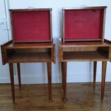 Paire chevets bois placage remarquable années 60