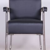Fauteuil Bauhaus noir restauré, Mauser, Rohde, Chrome, Cuir, Allemagne, années 1930