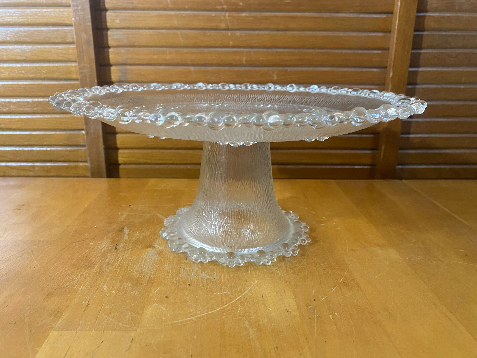 Masserini barocco cake dish cut glass moulded bead row vintage