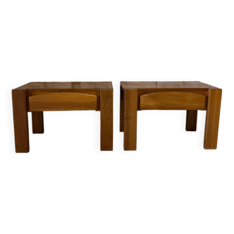 2 tables de chevet brutalistes Maison Regain en orme massif