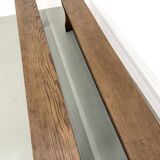 Pair of solid oak benches, winged legs, France, 1970s