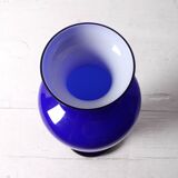 Mid-century Rare Blue and White Vintage Murano Glass Vase / Italy / 1970s