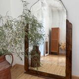 Large art deco beveled mirror in walnut