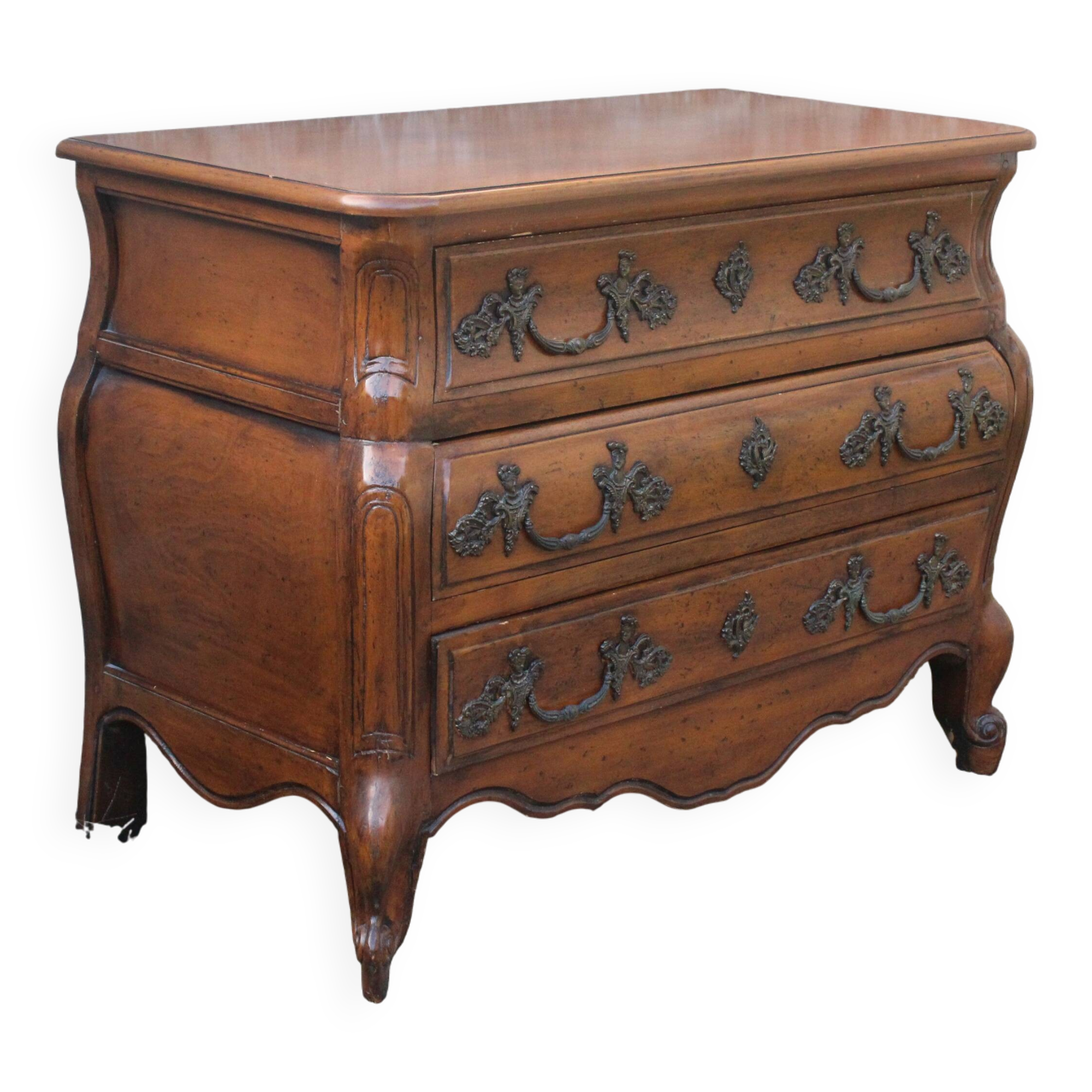 Curved Louis XV style chest of drawers known as a “tomb”
