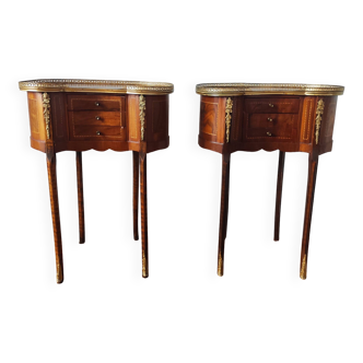 Pair of Louis XV style kidney shaped bedside tables
