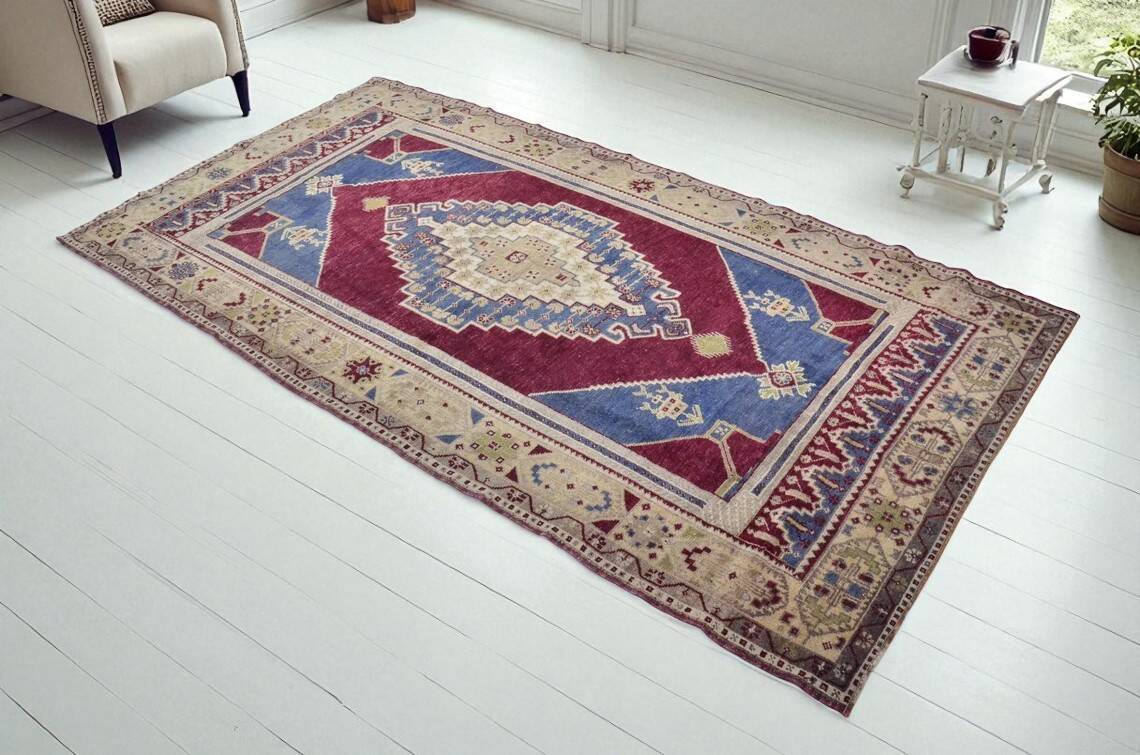 Antique Handmade Wool Oushak Carpet
