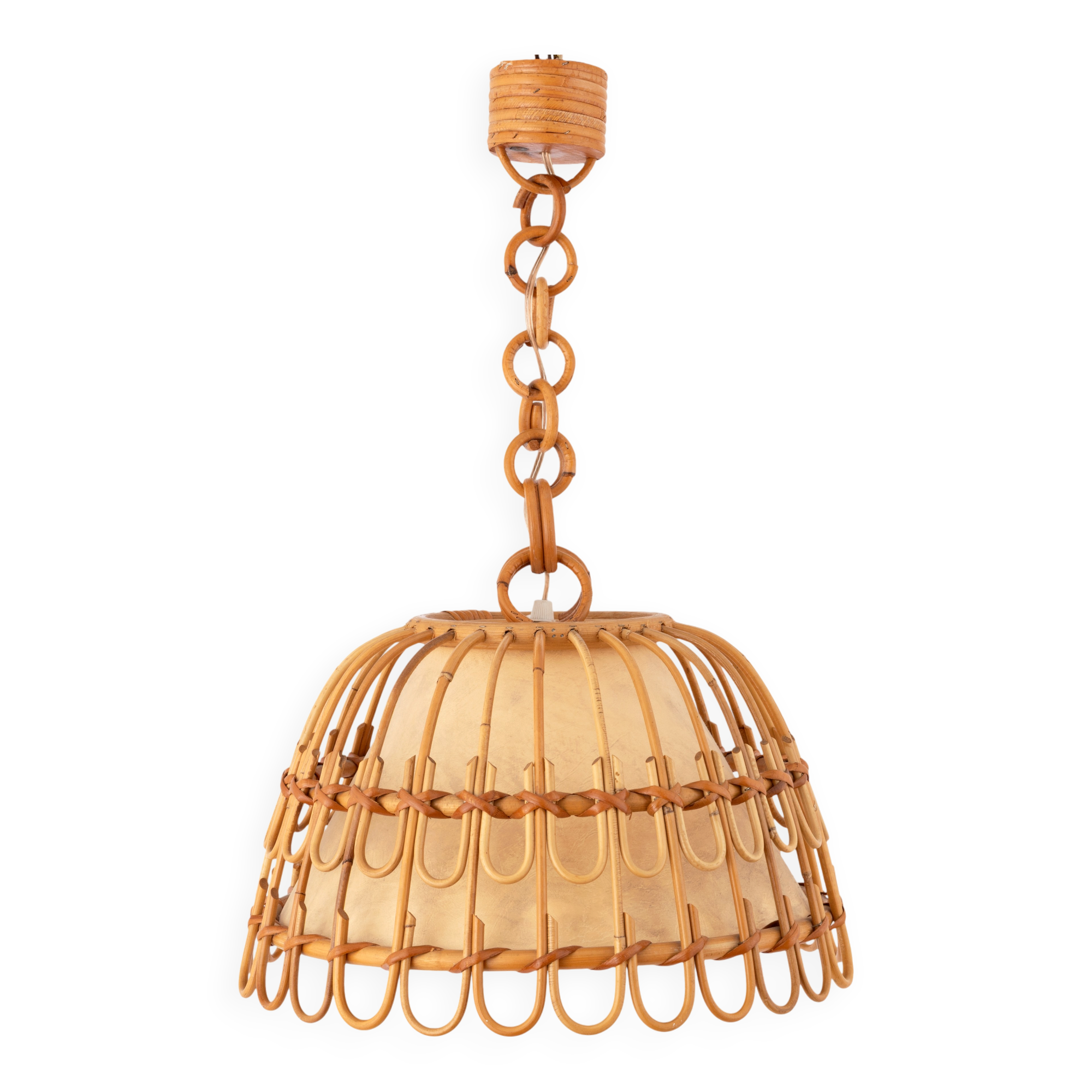 Mid-century Spanish rattan pendant lamp