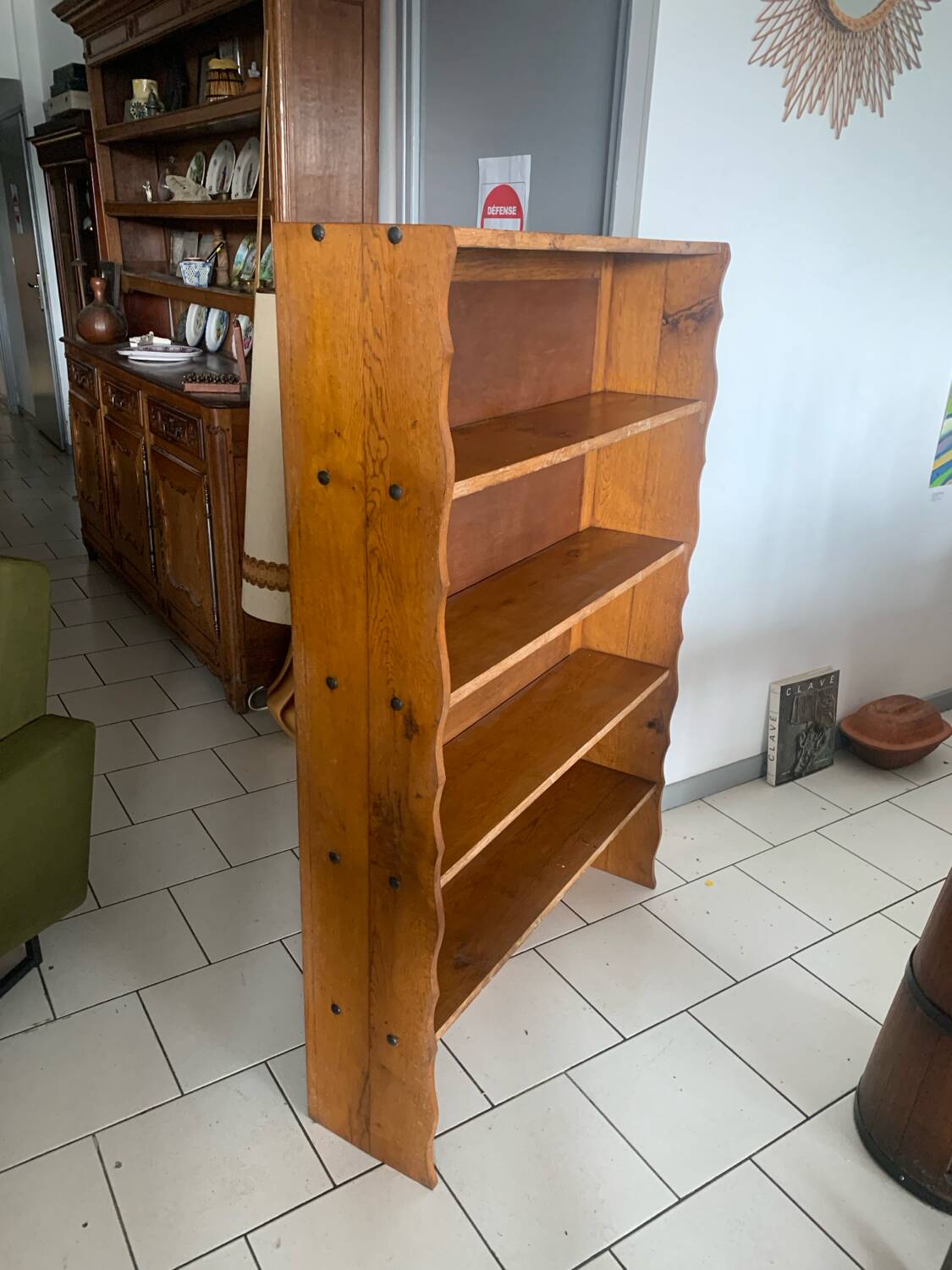 Vintage brutalist oak bookcase