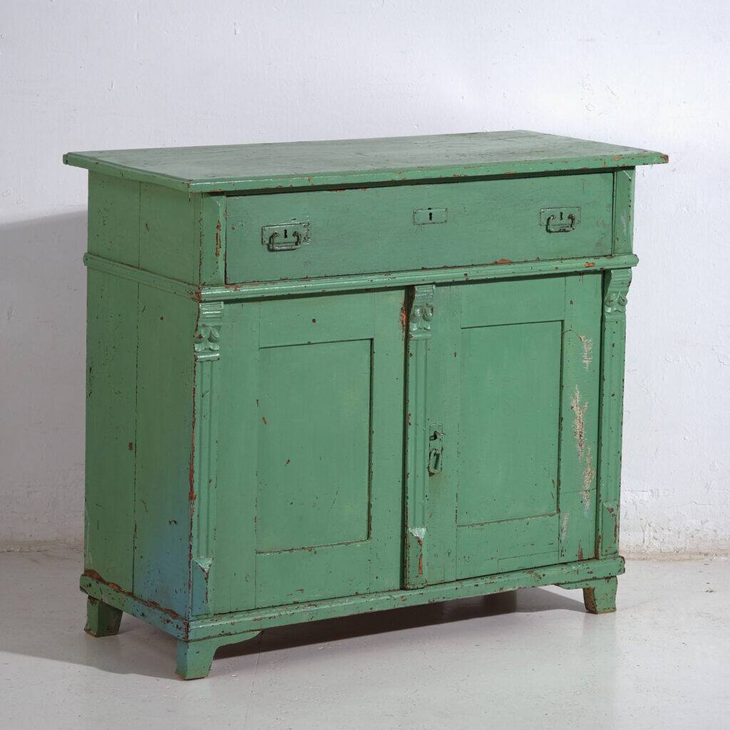 Central European pine commode with original green paint – Tyrol, circa 1890
