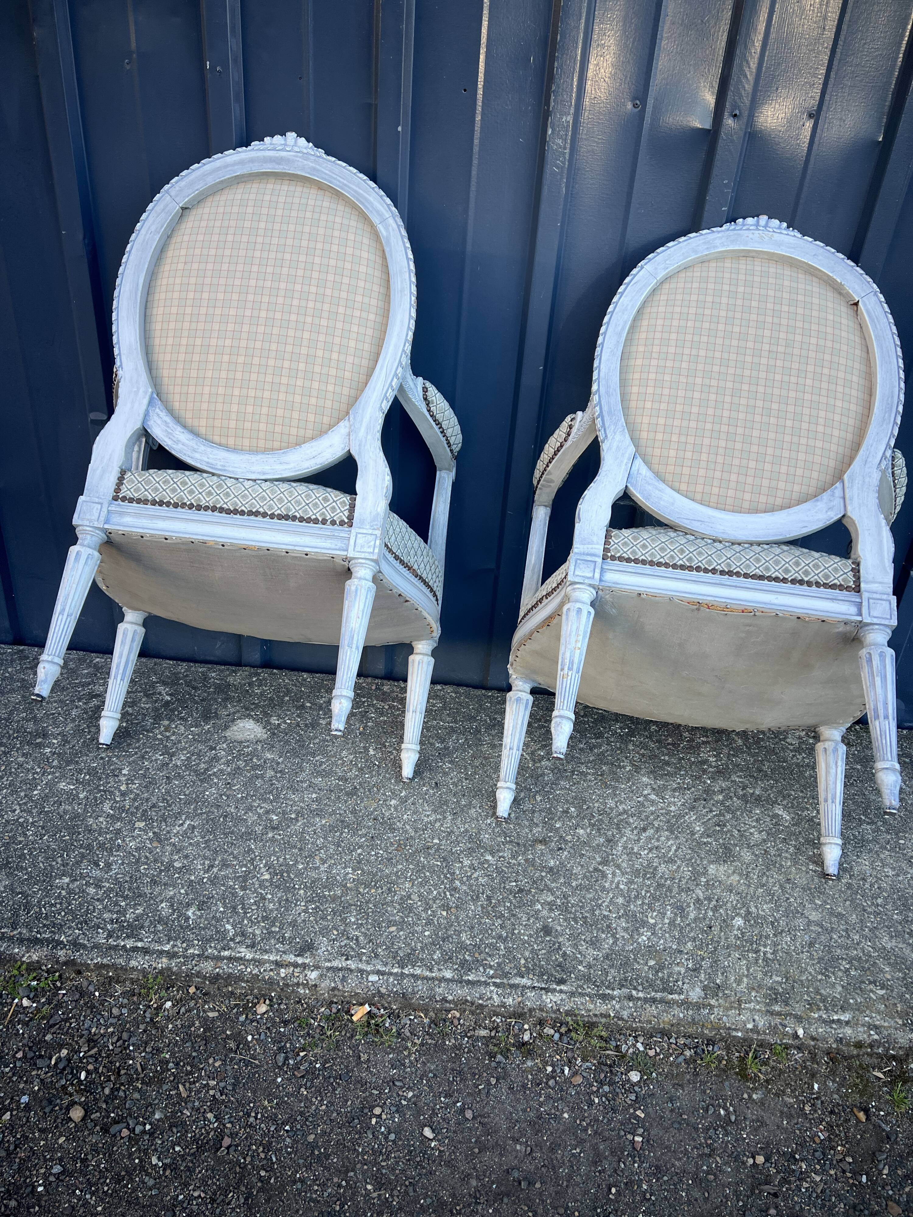 Pair of Louis XVI style armchairs