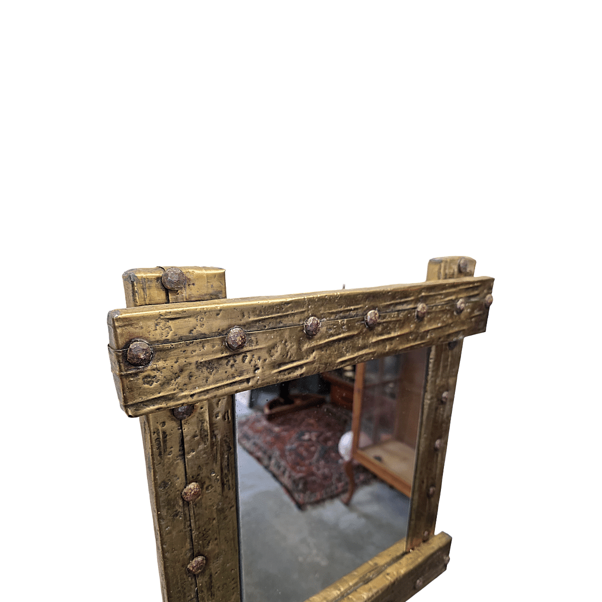 French Brutalist Mirror With Brass frame, 1950/60s