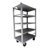 1950s metal shelf on wheels