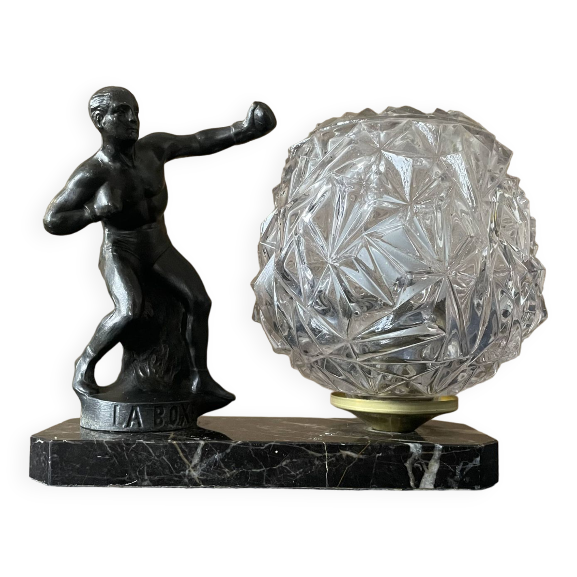 Marble table lamp, boxing, 1930s