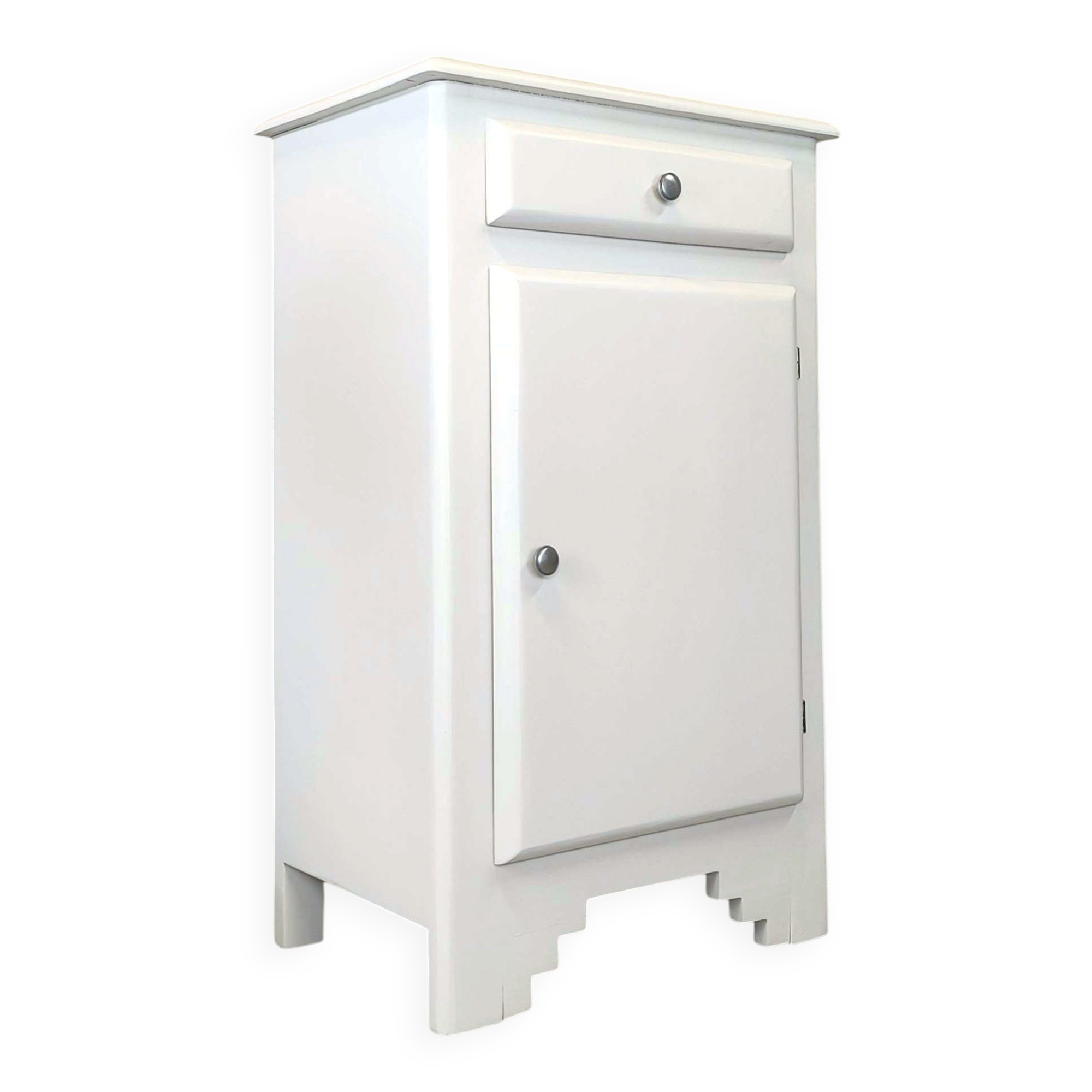Vintage buffet/confiturier in white/greige painted wood.
