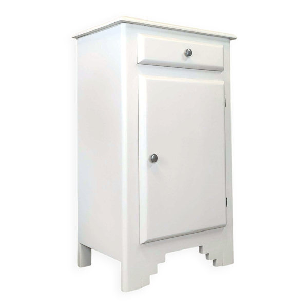 Buffet/confiturier vintage en bois peint en blanc/grège