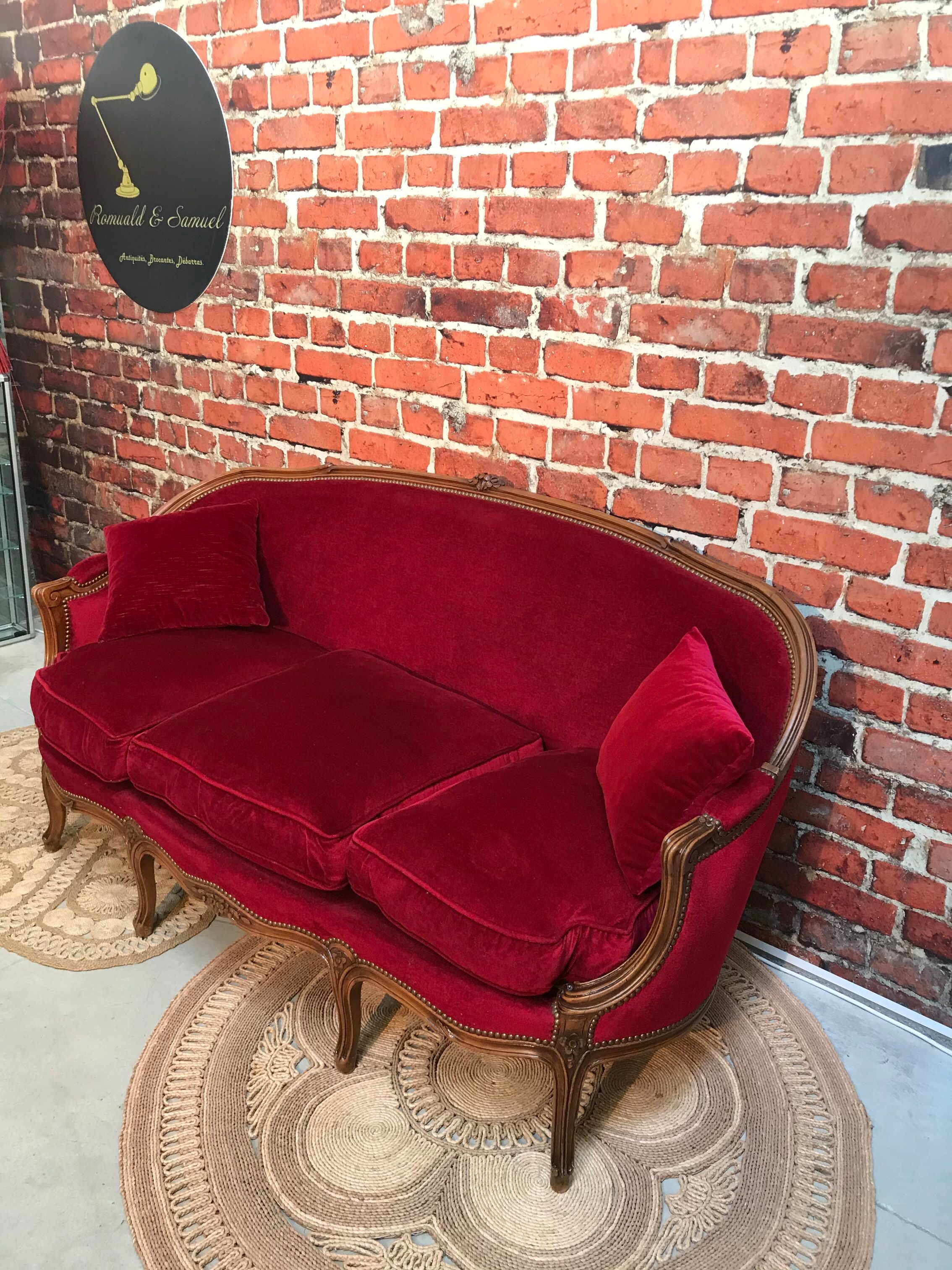 Louis Philippe-style velvet sofa