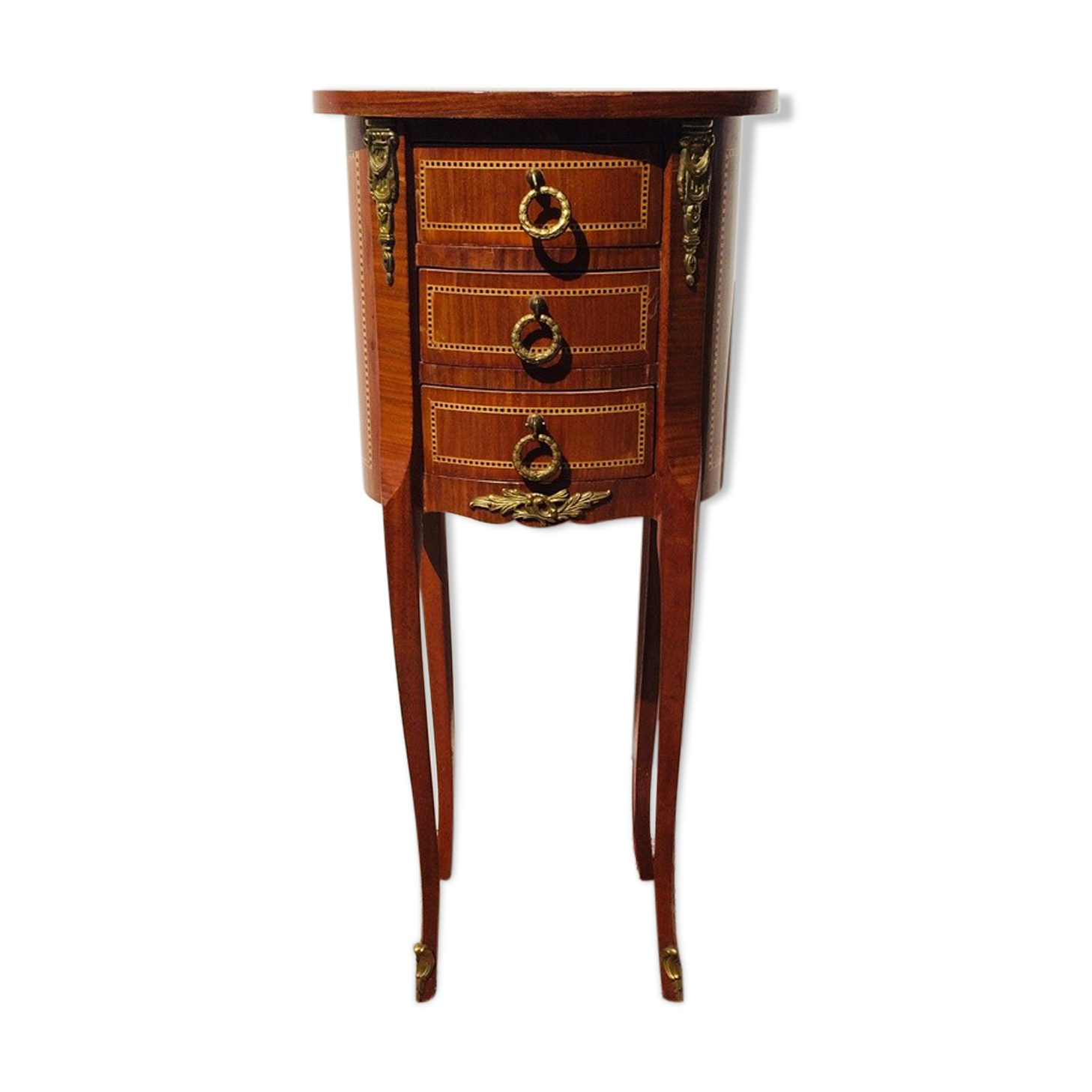 Console - table pedestal table marquetry style louis xv