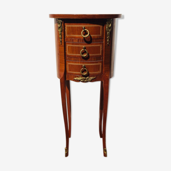 Console - table pedestal table marquetry style louis xv