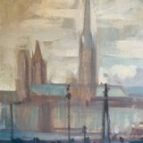 Tableau hsp "port de rouen" par jean arnavielle (1881-1961)