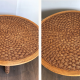 Round coffee table in rope and wood