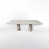 Travertine Rectangle Dining Table, in the Style of 1970 Angelo Mangiarotti