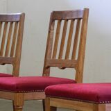 Vintage 1940s/50s solid oak Danish farmhouse chairs, Baroque style set of 4