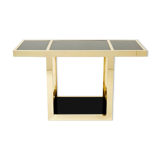Italian console brass black opaline glass 1970s