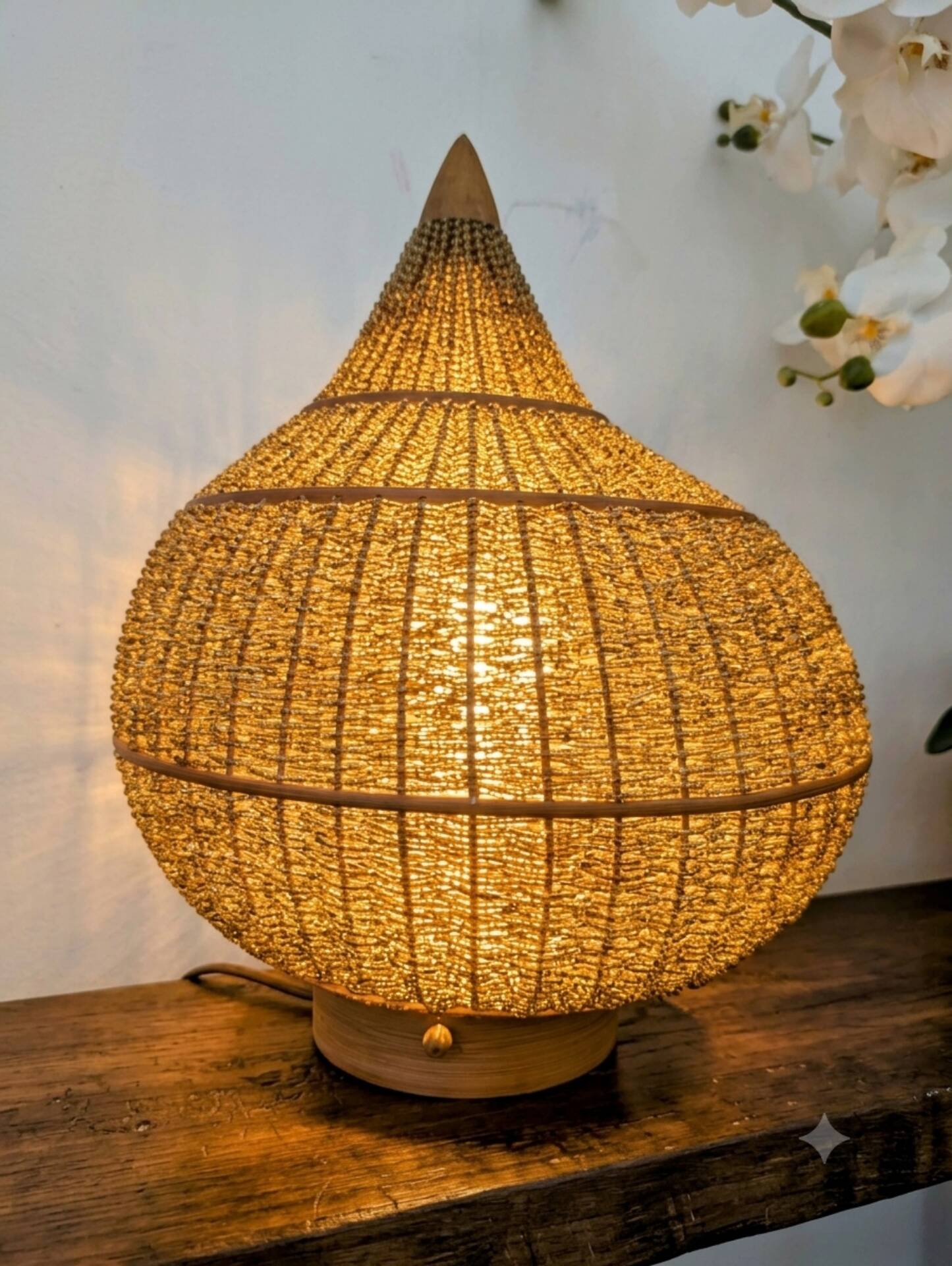 Table lamp Glass Beads & Bamboo