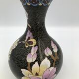 Vintage chinese vase black cloisonné