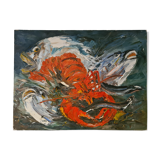 Nature morte au homard - Huile sur toile