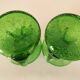 Duo de bougeoirs en verre bullé vert – Verrerie de Biot