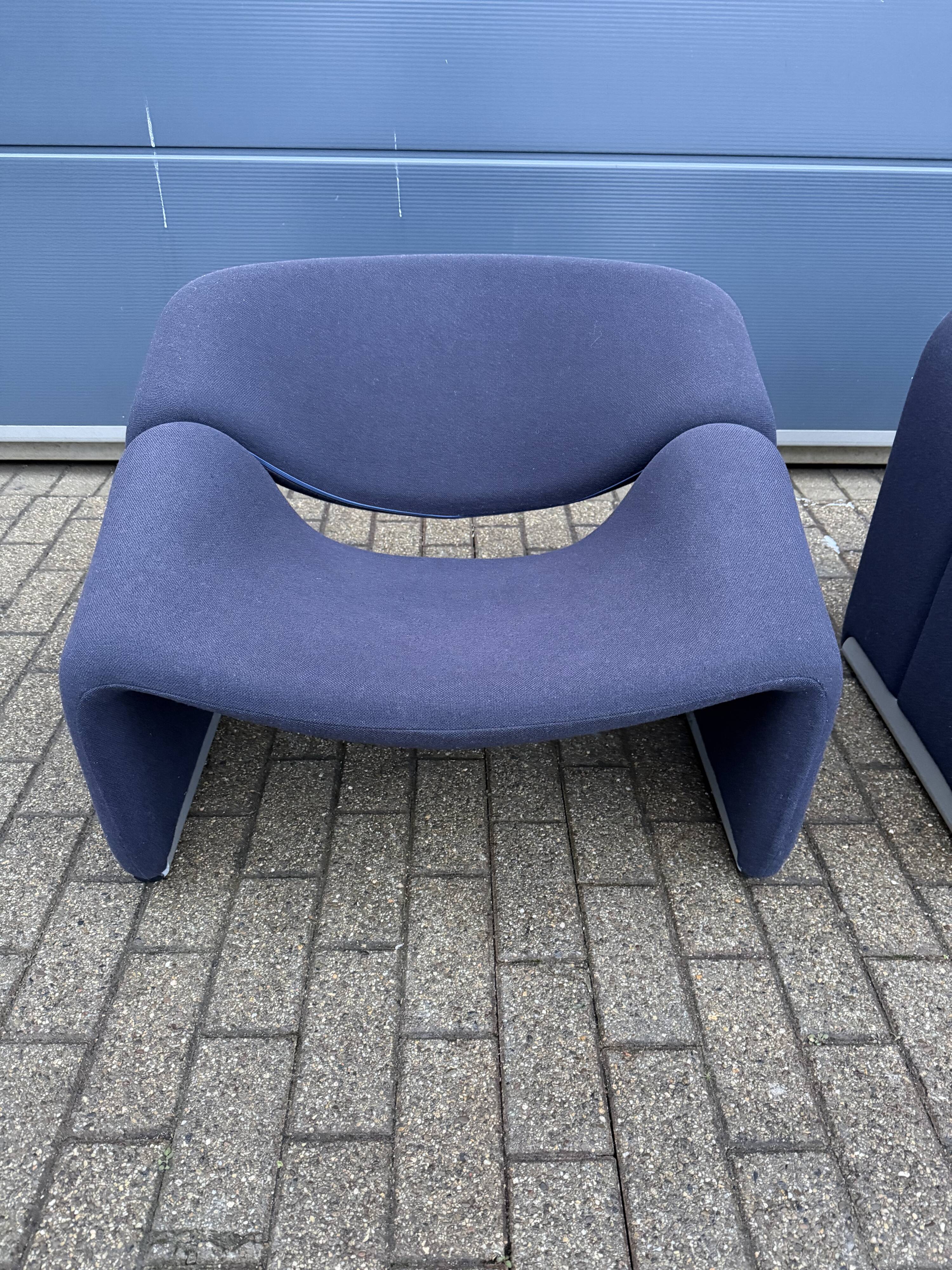 2x Artifort Groovy F598 by Pierre Paulin, Dark Blue, original