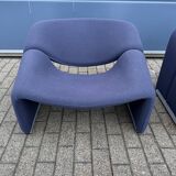 2x Artifort Groovy F598 by Pierre Paulin, Dark Blue, original